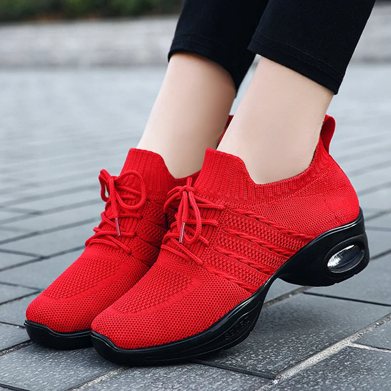 

2022 Cushion Dancing Shoes For Women Sports Feature Modern Jazz Dance Shoe Soft Outsole Breath Dance Shoes Female Waltz Sneakers