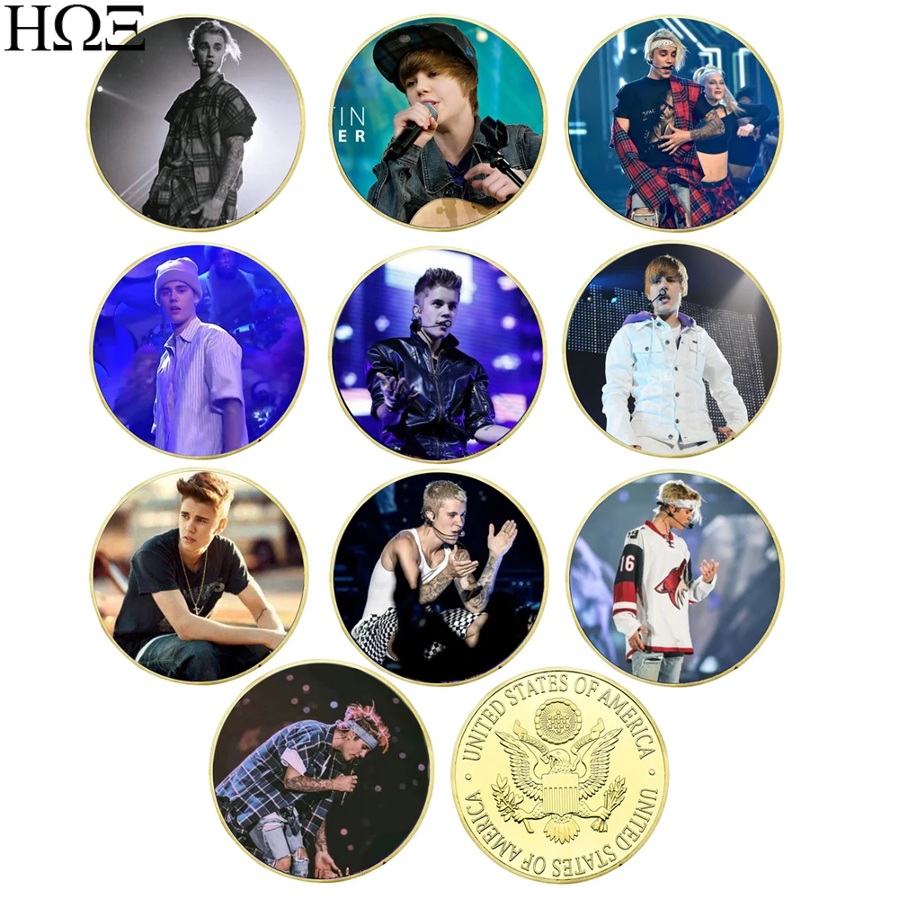 

2022 Canadian Singer Justin Bieber Commemorative Coin Gold Plated Challenge Coin Vintage Collectible Gift