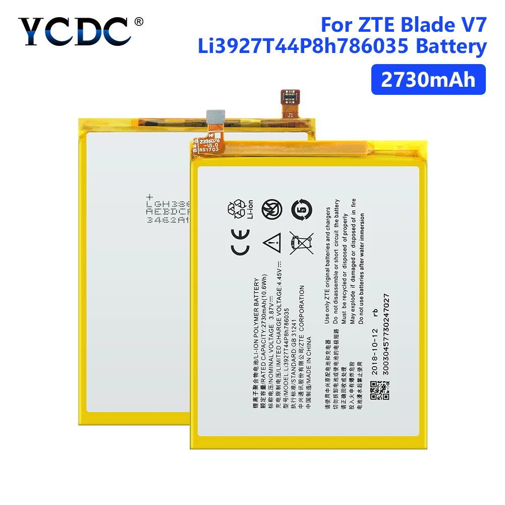 

Genuine LI3927T44P8H786035 Battery For ZTE Blade BA910 A512 Blade V7 2730mAh