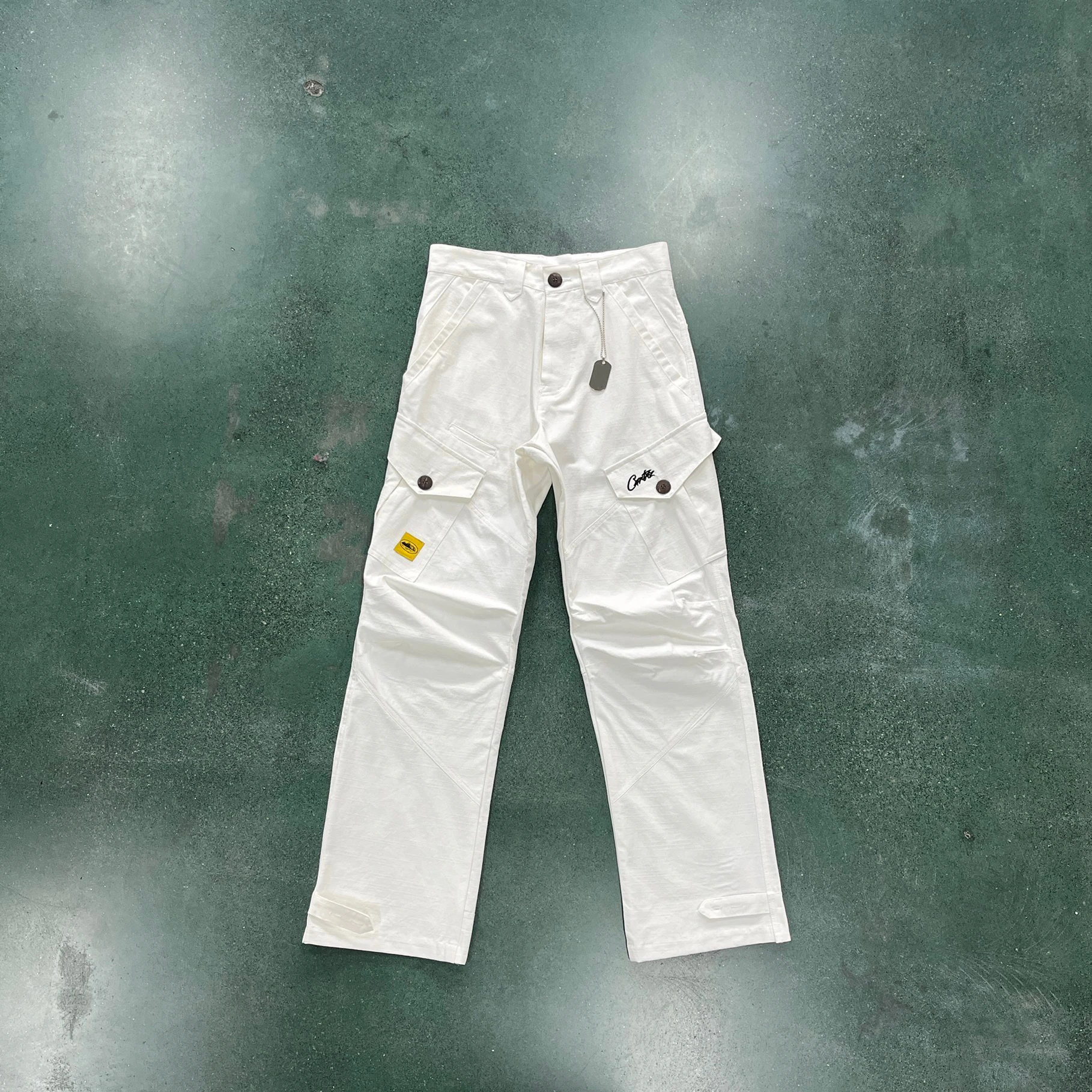 

Alcatraz White Black Overalls Embroidered Leisure Pants