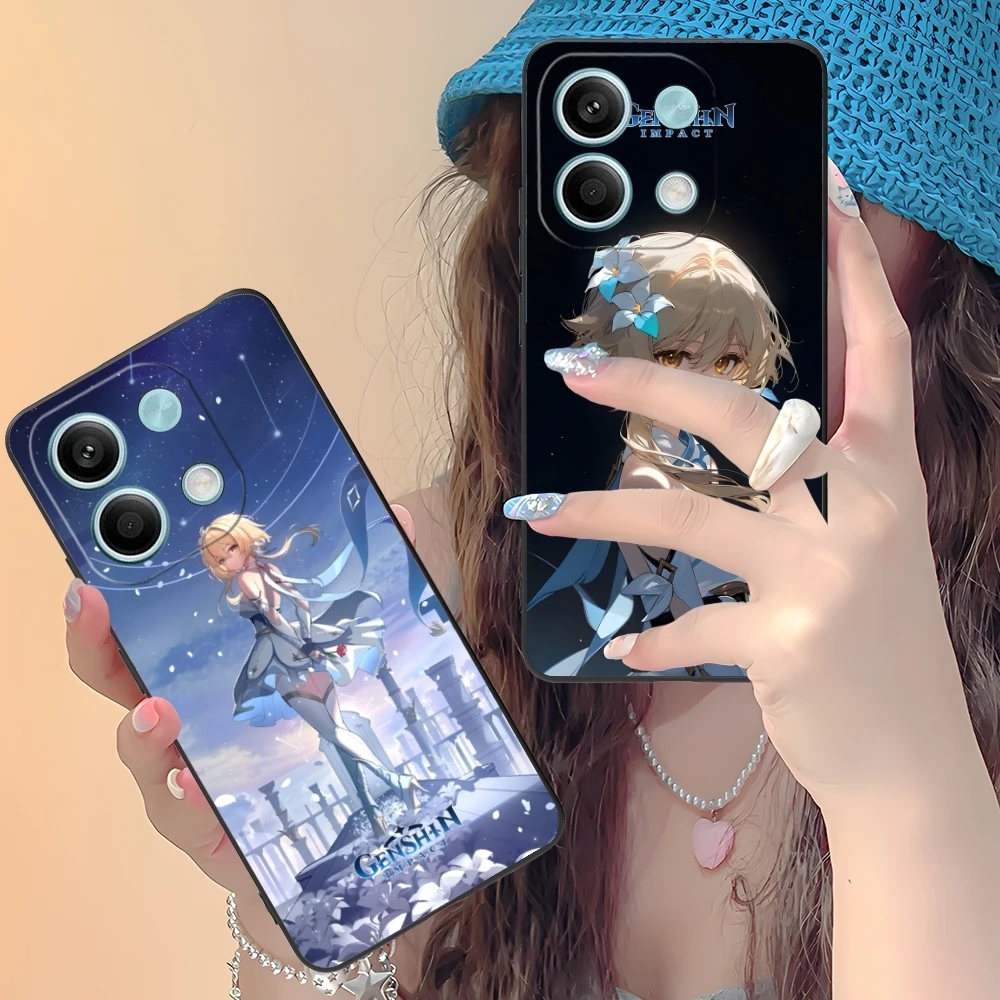 Чехол для мобильного телефона Genshin Impact Lumine Xiaomi Redmi Note 13 12 11 10 9 8 7 6 S A Pro Lite Plus 5G черный