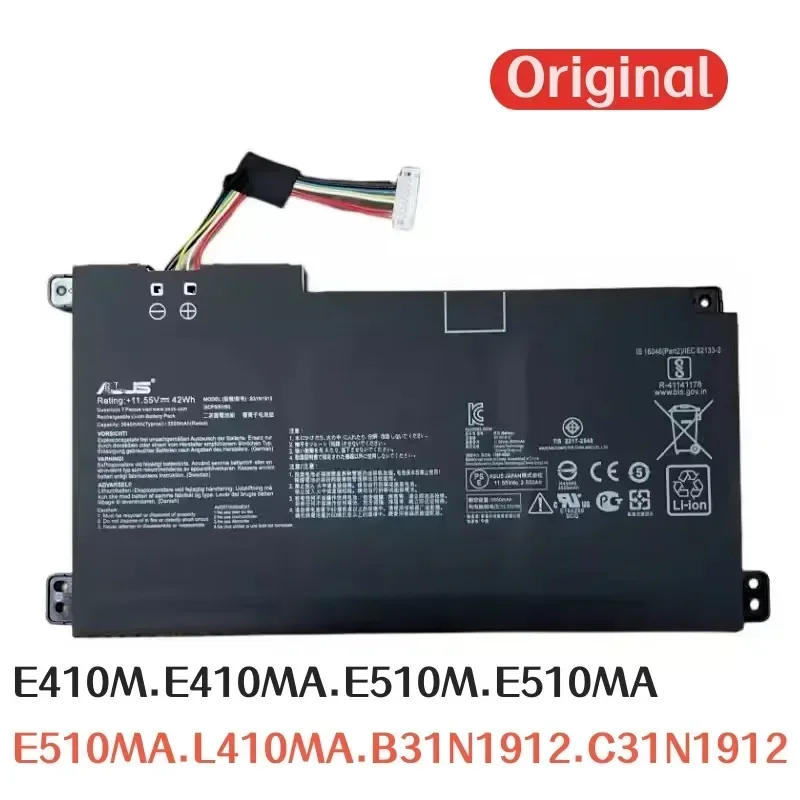 100% Оригинальный аккумулятор 3640 мАч для ноутбука ASUS E410M E410MA E510M E510MA L410MA B31N1912 C31N1912