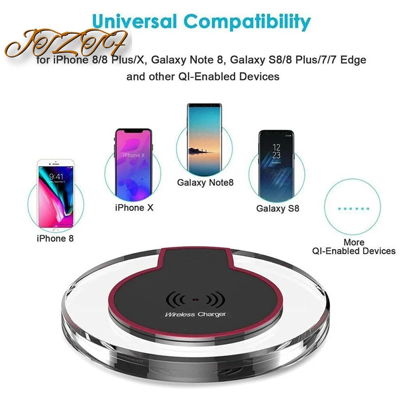 

JTZTF Universal Wireless Charging Pad Charger Pad Mat Dock Receiver for IPhone Mobile Phone Accessories