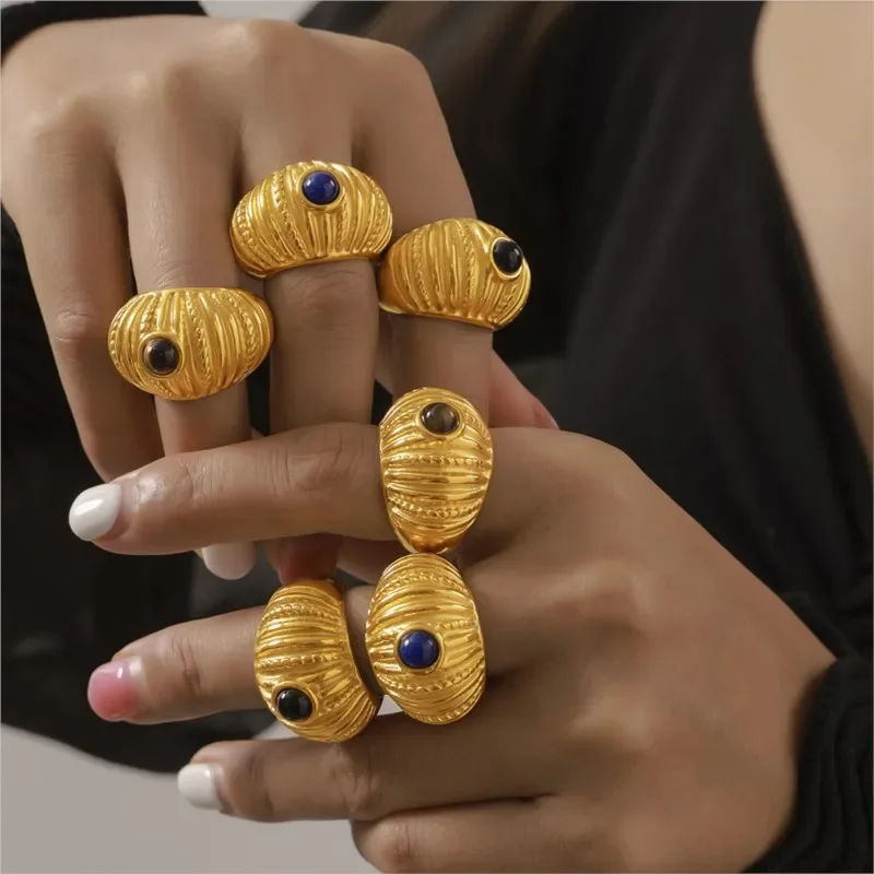 Регулируемые кольца из нержавеющей стали для женщин позолоченные