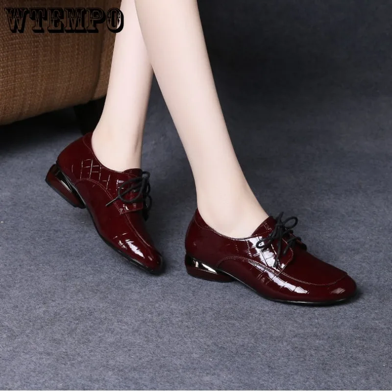 

Модные мягкие кожаные туфли WTEMPO, женские весенне-осенние туфли, женские кожаные туфли в британском стиле, Рабочая обувь на низком каблуке
