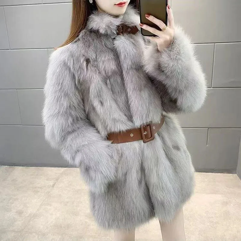 Young Temperament Celebrity Plush Coat 2022 Autumn And Winter New Fashion Slim Mid-length Faux Fur Coat Women
