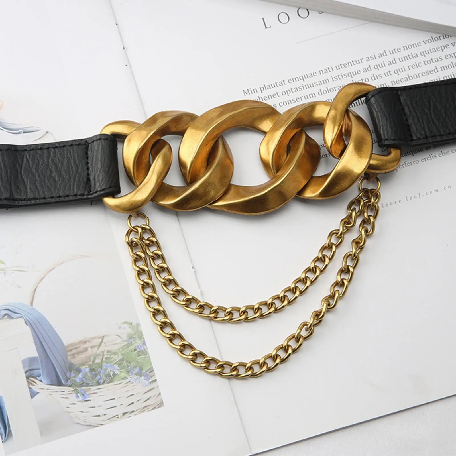 

Fashion Women Charm Waistband Chain High Waist Body Link Belts Cincher Dress Belt Jewelry Gold Wide for Pants Dress Jeans Party