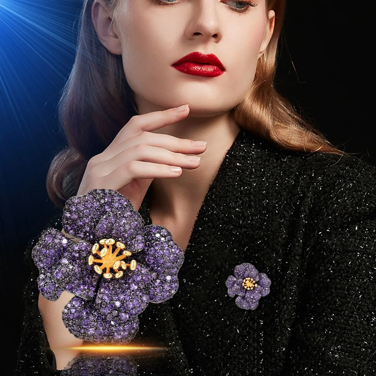 

Classic Heavy Industry Advanced Sense Elegant Luxury Peony Brooch Delicate Fashion Coat Corsage Women's Jewelry