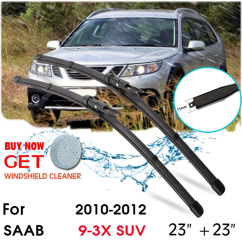 

Car Blade Front Window Windshield Rubber Silicon Refill Wiper For SAAB 9-3X SUV 2010-2012 LHD / RHD 23"+23" Car Accessories