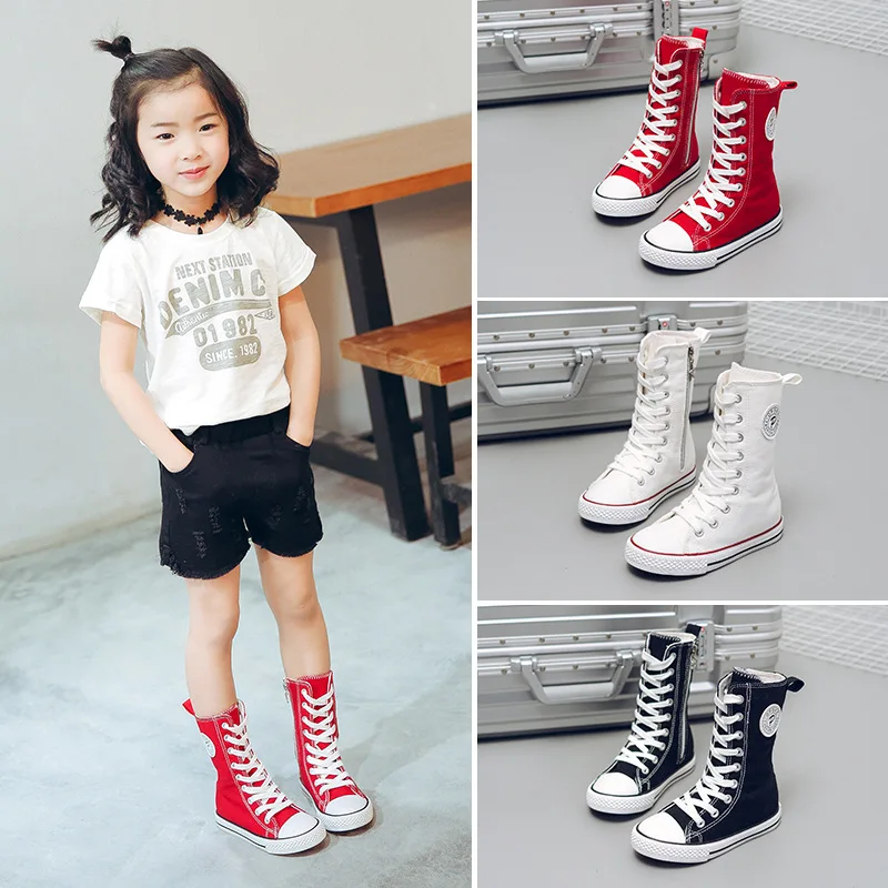 Autumn New Canvas Shoes Student Korean High Top Flat Breathable Casual Shoes Children's Fashion Versatile Board Shoes Size 29-38