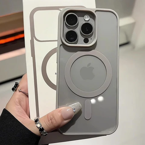 Матовый натуральный титановый магнитный чехол для зарядки телефона для iPhone 16, 15, 14, 13, 12, 11 Pro Max Plus Mini, противоударный жесткий чехол Magsafe