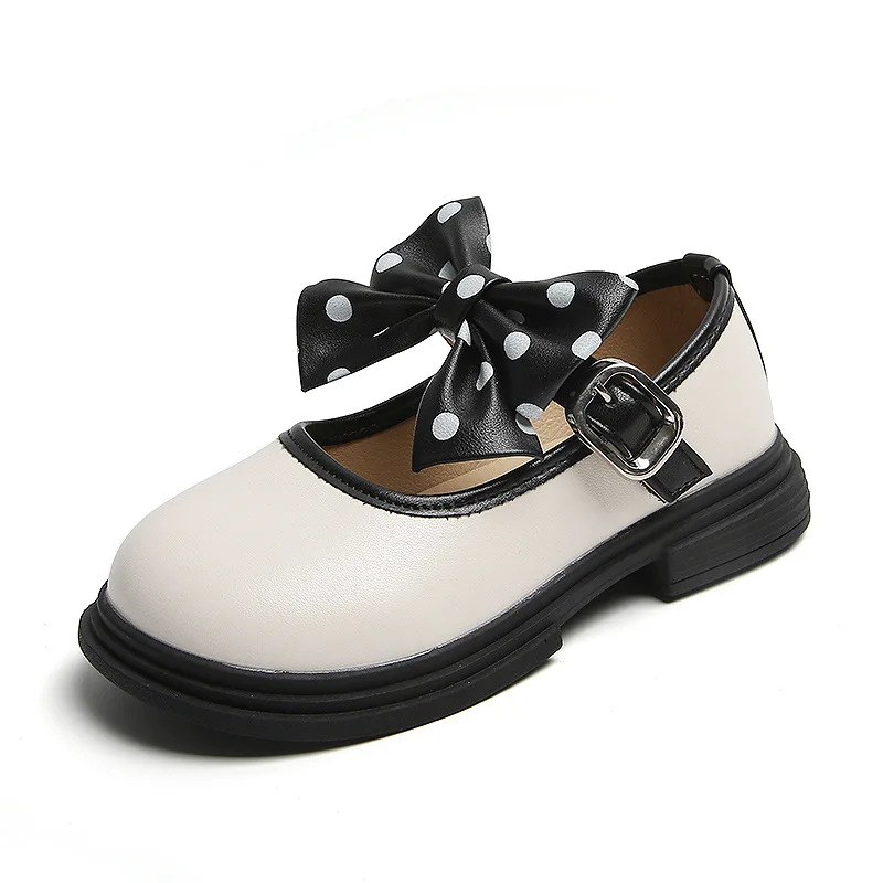 

Kids Student Girls Princess Shoes 2022 Spring Autumn Children Kids Fashion Shoes Flats Polka Dot Bowknot Kids Shoes
