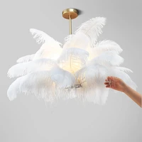 35pcs ostrich feather led chandelier lighting lustres romantic modern pendant lamp for bedroom living room suspension luminaire