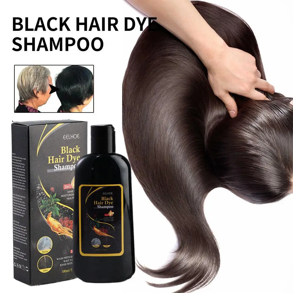 

Hair Dye Shampoo Instant Hair Color Shampoo for Gary Hair Dark Brown Black for Women & Men 3 in 1-100% Grey Coverage Herbal K8M1