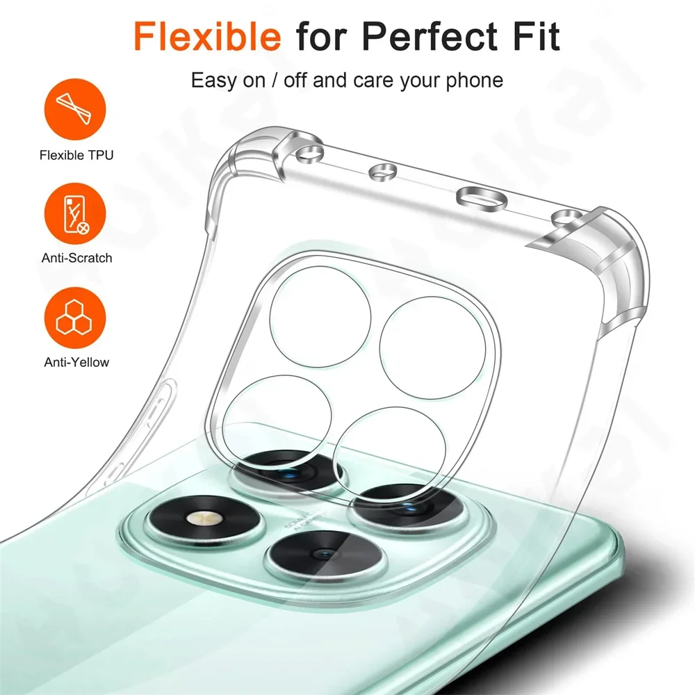 Противоударный чехол для Xiaomi Redmi Note 14 Pro Plus прозрачный противоударный с мягким