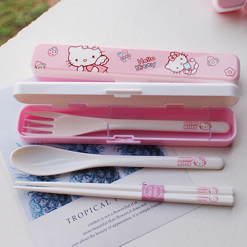 Sanrio Hello Kitty дорожный портативный набор столовых приборов из АБС-полимера вилочный