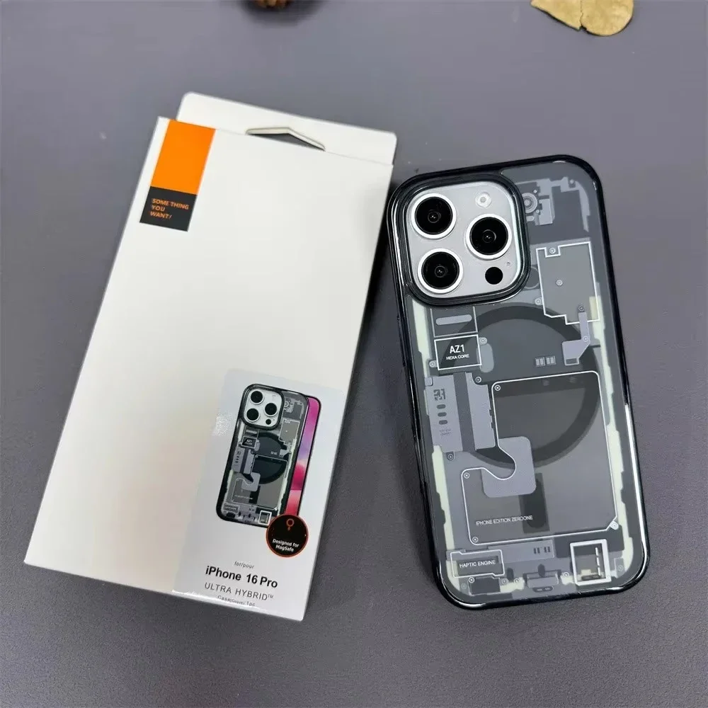 Фото Магнитный чехол для Apple iPhone 17 Pro Max 16 15 14 Plus 13 12 Neo One с беспроводной зарядкой для Magsafe, прозрачная накладка, аксессуары №3