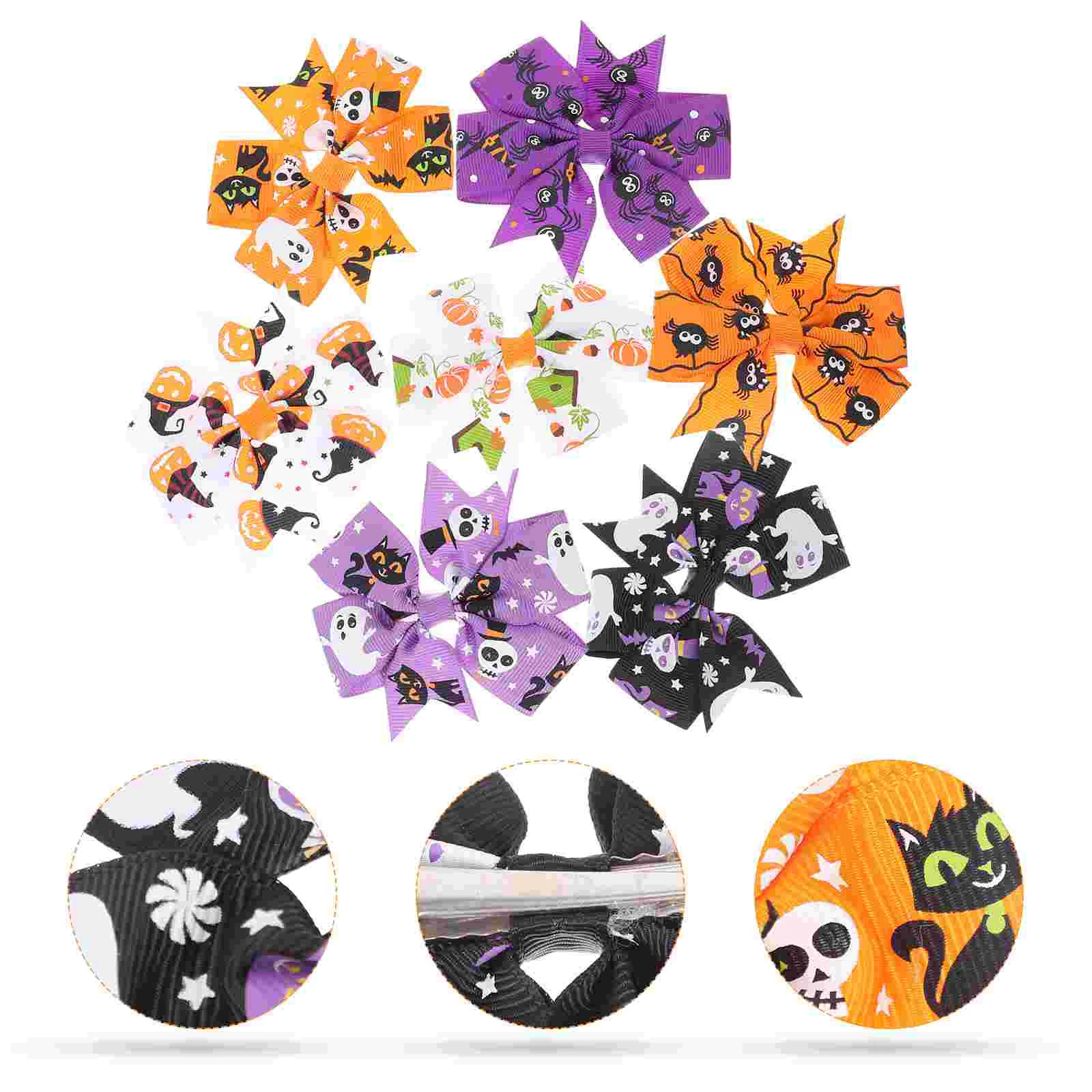 

7 Pcs Bow Hairpin Bows Toddler Girl Halloween Accessories Fall Girls Polyester Rib Child