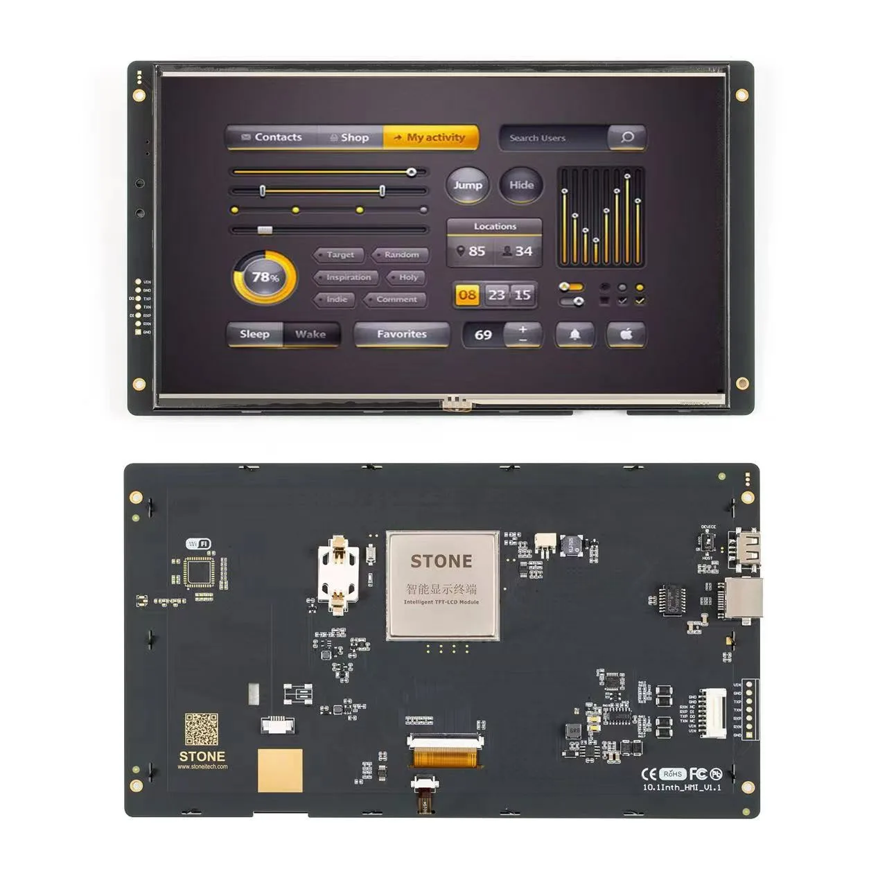 10.1 Inch LCD-TFT HMI Display Module Intelligent Series RS232/TTL Resistive Touch Panel for Industrial Equipment Control