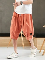 plus size summer harem pants men short joggers chinese style calf length casual baggy pants male capris trousers 8xl