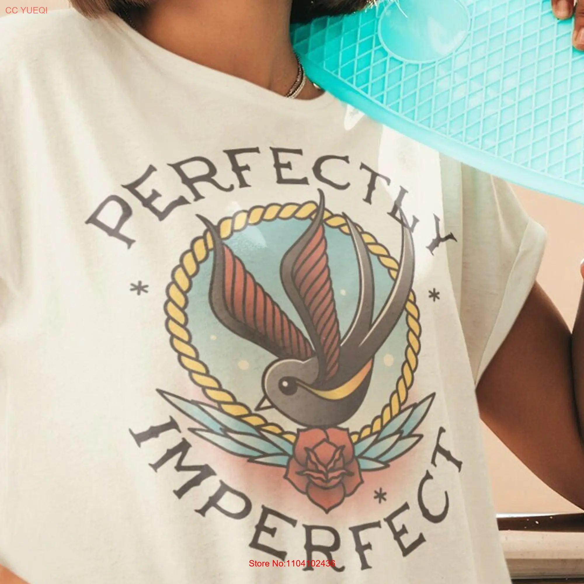 Идеальная Несовершенная футболка с татуировкой Винтажная рисунком Ласточки и