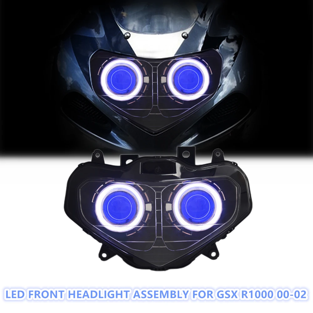 

Передние фары KT для мотоцикла для Suzuki GSXR GSX-R1000 2000 2001 2002 HID Проектор Светодиодный (LED) Глаз ангела Белый Светодиодный (LED) Глаз демона Красный Передняя фара 55 Вт