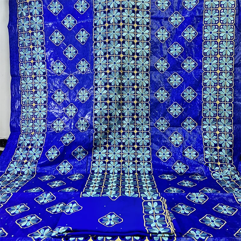 

Royal Blue Swiss Voile Lace Fabric Bazin Fabric Embroidery 2022 High Quality African Cotton French Net Lace Fabrics 5+2Yards