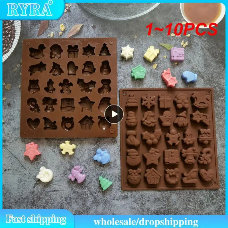 

1~10PCS Variou Shapes Christmas Silicone Chocolate Mould DIY Cookies Cake Baking Xmas Tree Candy Santa Claus Gift Mold Tools 25