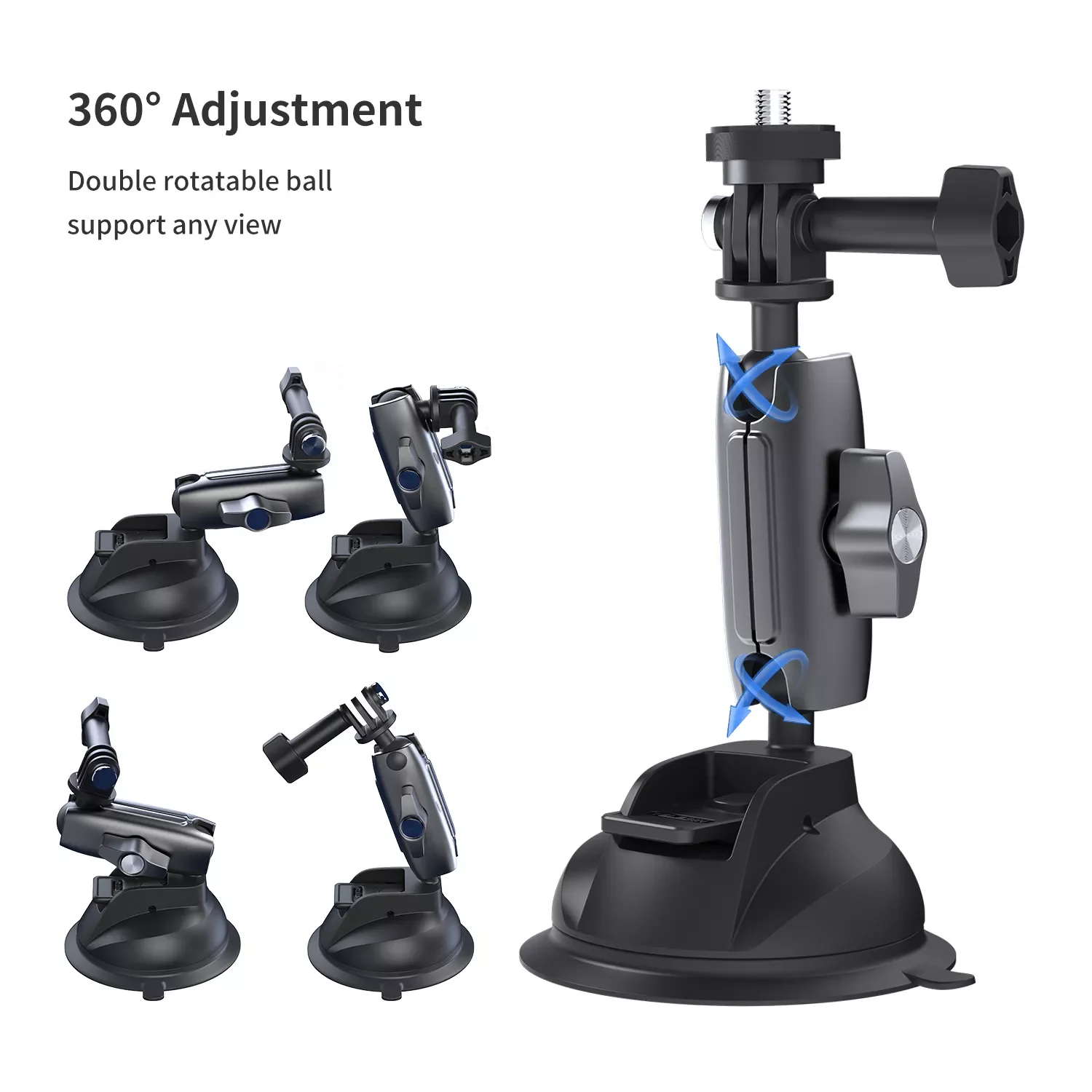 

2023 TEL ESIN Car Phone Holder Suction Cup 360° Adjustable 1/4 Standard Adapter For GoPro 10 9 Insta360 Osmo Action SJCAM Mobil