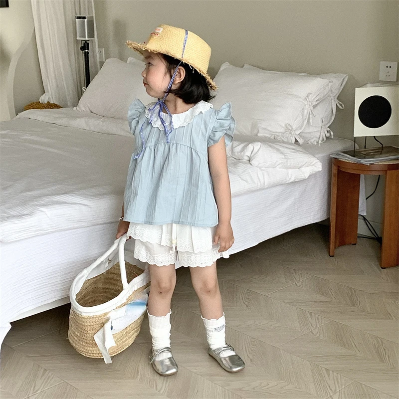 

Summer Children Clothes Sets Sweet Clothes for Baby Girl Clothing Set Sfly Sleeve Tops Shorts 2 Piece Kids Clothing