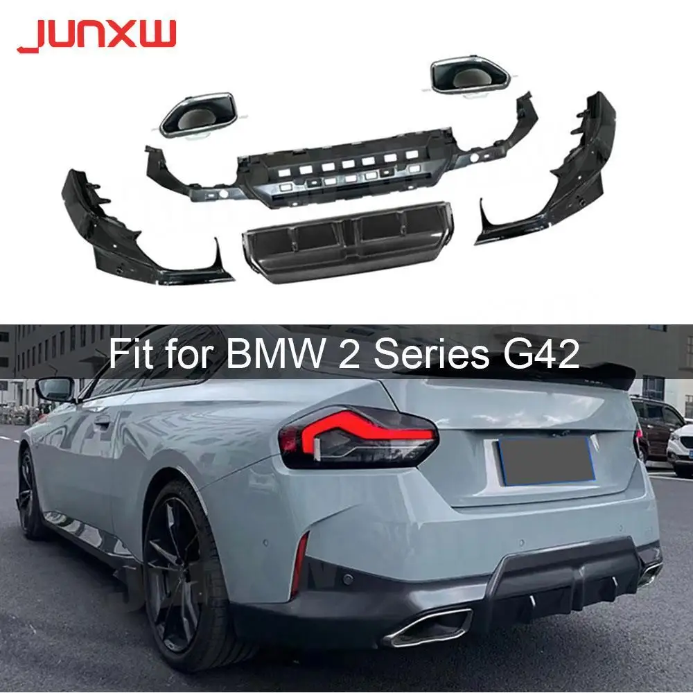 

Набор черных диффузоров для заднего бампера из АБС-пластика с наконечниками выхлопных газов для BMW 2 серии G42 M-Sport Coupe 2021 + аксессуары для автомобильного бампера