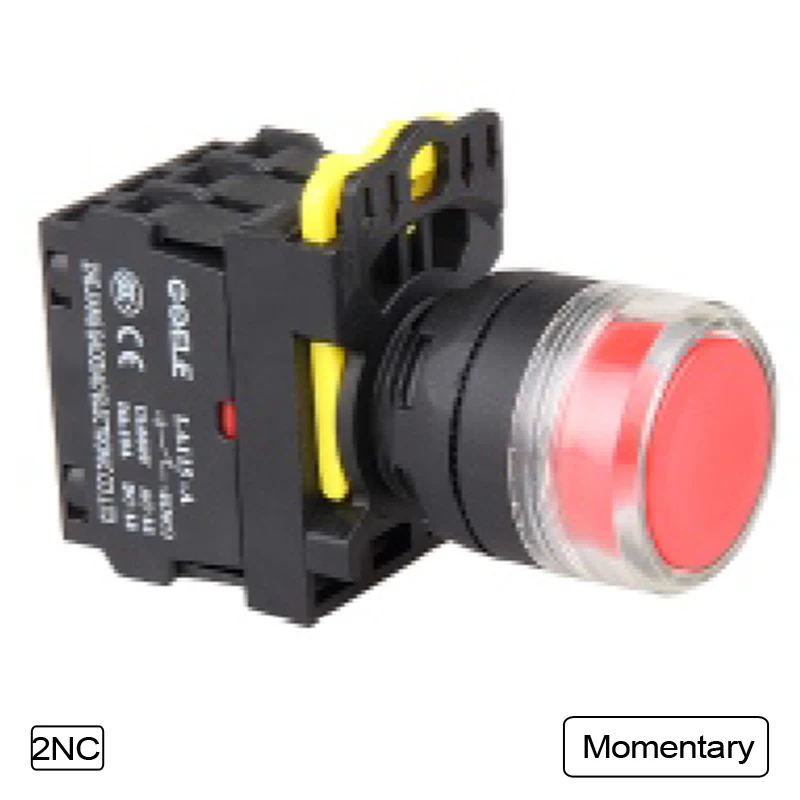 5 шт., кнопочный промышленный светодиодный переключатель IP40 1NO 1NC 2NO 2NC