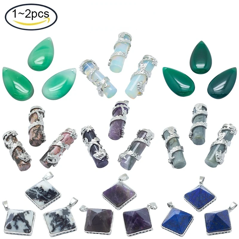 

1-2PCS Natural Agate Pendants for DIY Jewelry Making Teardrop 33.5x18x7~7.5mm Hole: 1.2mm
