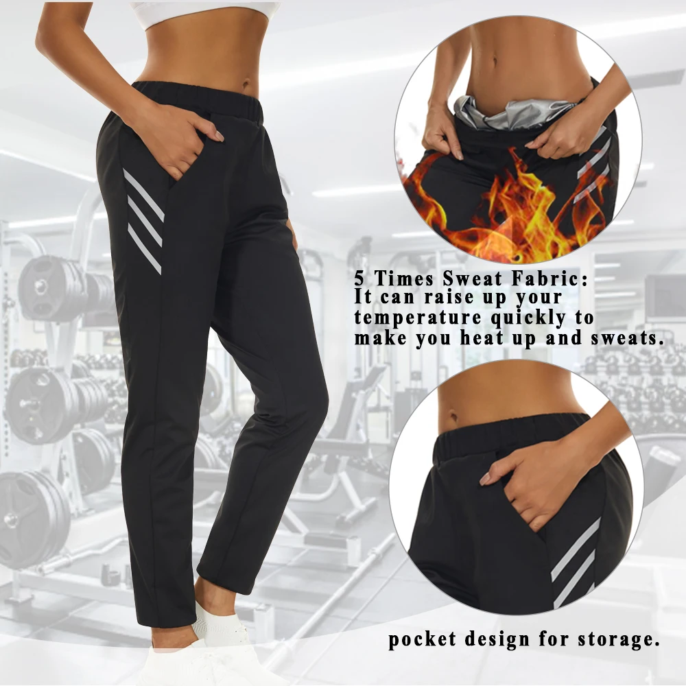 LAZAWG Sauna Leggings for Women Weight Loss Pants Sweating Trousers Fat Burner Ladies Body Shaper Fitness Wear Sports Running