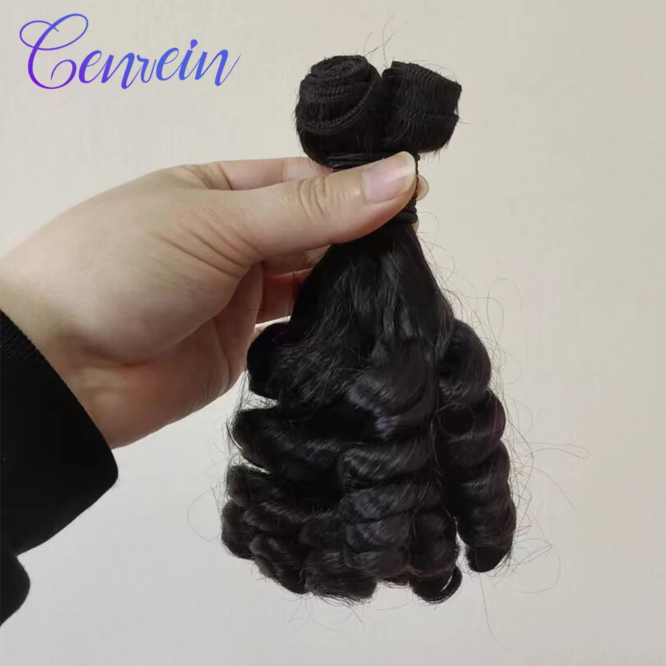 

Genrein Double drawn hair Bouncy curly bundles Peruvian 100% Human virgin hair 8''-24'' Natural color Hair Extensions Weaves