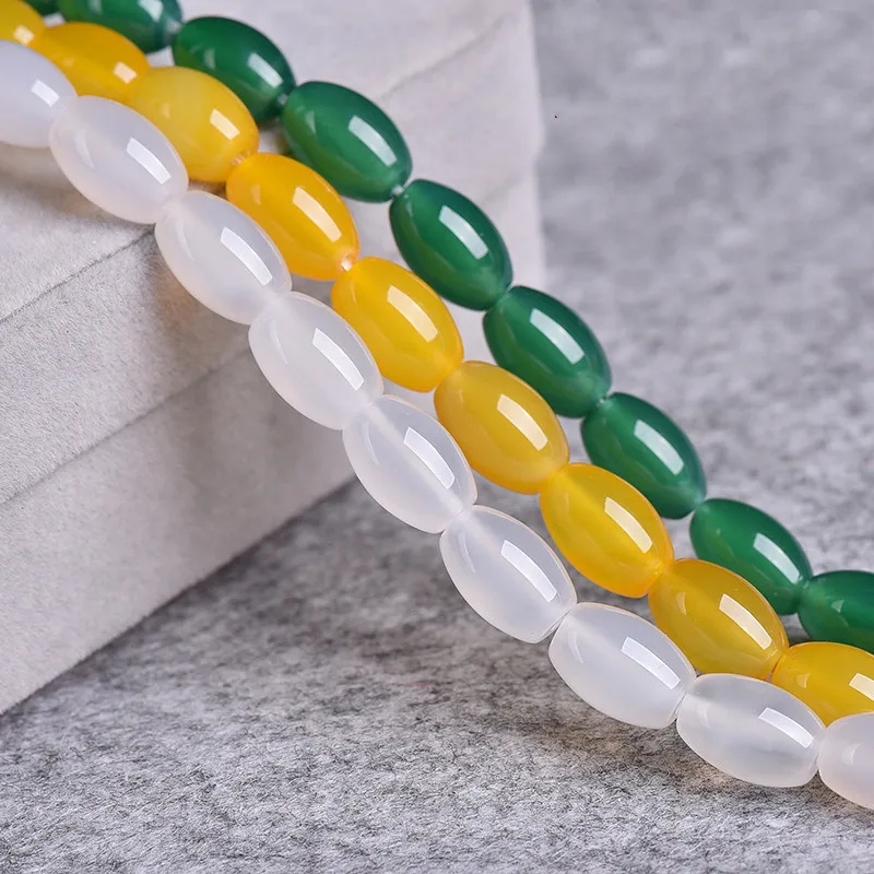 

6*9/8*12mm White Yellow Green Jades Rice Beads For Jewelry Making Diy Necklace Earring Bracelet Charms Jewellery Accessories