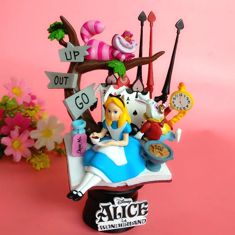 16cm Disney Anime Alice In Wonderland Princess Action Figure Mini Decoration PVC Collection Figurine Toy Model for Children Gift