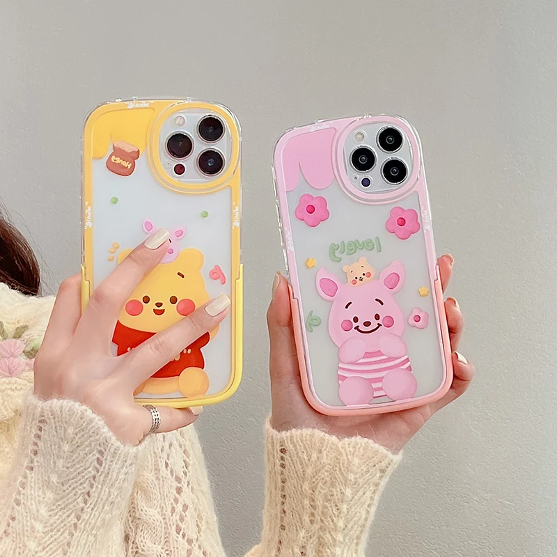 

Disney Color Stand Soft Shell Winnie Pooh Piglet Phone Case for iPhone 11 12 13 pro MAX X XR XS for AirPods 1 2 3 pro cvoer