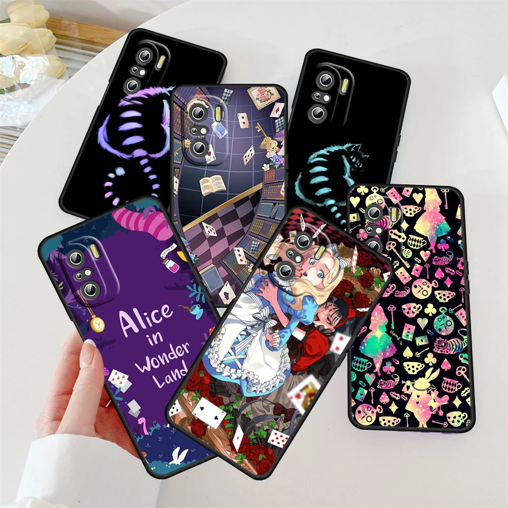 

Alice in wonderland For Redmi K60 K50 K40 K30 K20 Go S2 8A 7A 6Pro 5 Plus 5G Silicone Soft Black Phone Case