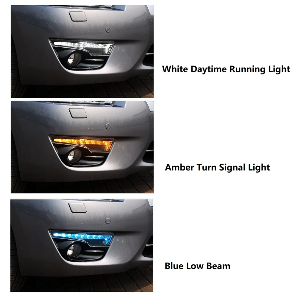 Фото Светодиодные дневные ходовые огни в сборе, синие низкие для Nissan Teana Altima 2013-2015, белые DRL, янтарные указатели поворота №4