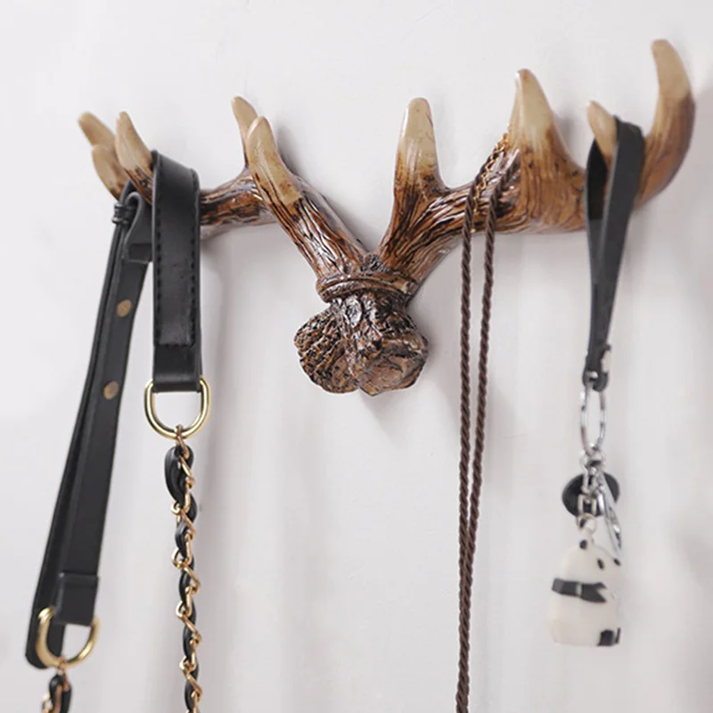 

Resin Antlers Shaped Coat Hook Wall Mounted Clothes Hangers Cap Coat Heys Hanging Rack Livingroom Bedroom Home Decorations