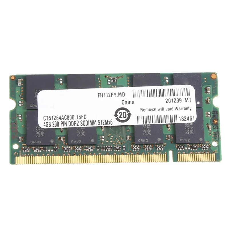 Для MT DDR2 4 ГБ 800 МГц ОЗУ PC2 6400S 16 чипов 2RX8 1 8 в 200 Контактов SODIMM для памяти ноутбука