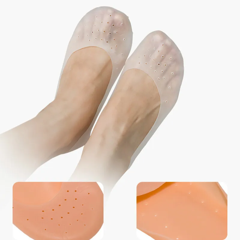1 Pair Delicate Silicone Moisturizing Gel Heel Socks Like Cracked Foot Skin Care Protector Feet Massager Foot Women Silicon Feet images - 6
