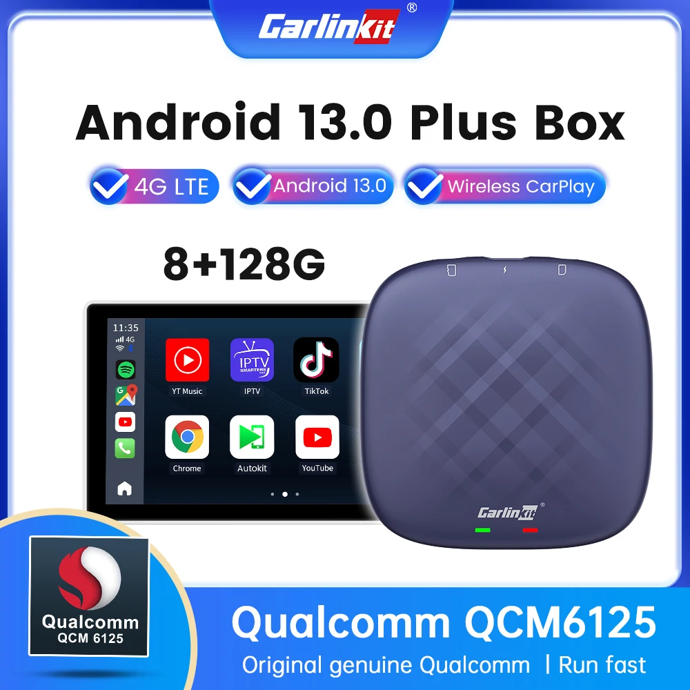 

Carlinkit Tv Box Android 13 Netflix iptv YouTube Spotify Wireless CarPlay Android Auto QCM665 4G LTE GPS Play Game Streaming Box