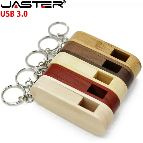 Деревянные вращающиеся флэш-накопители USB 3.0, 128 ГБ, бесплатный индивидуальный логотип, 64 ГБ, 32 ГБ с брелоком, бизнес-подарок, U-диск