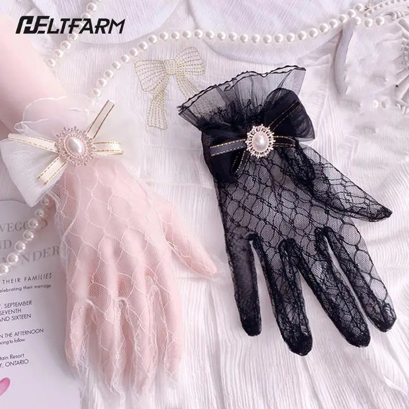 

Girl Hand Made Lolita Tea Flowers Mary Gloves Lolita Hand Cuff Jewelry Gorgeous Elegant Summer Lace