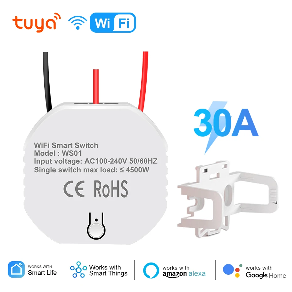 Tuya Wifi Smart Boiler Switch Water Heater Switches Voice Remote Control 30A 4500W Timer Schedule ON OFF Work Alexa Google Home |