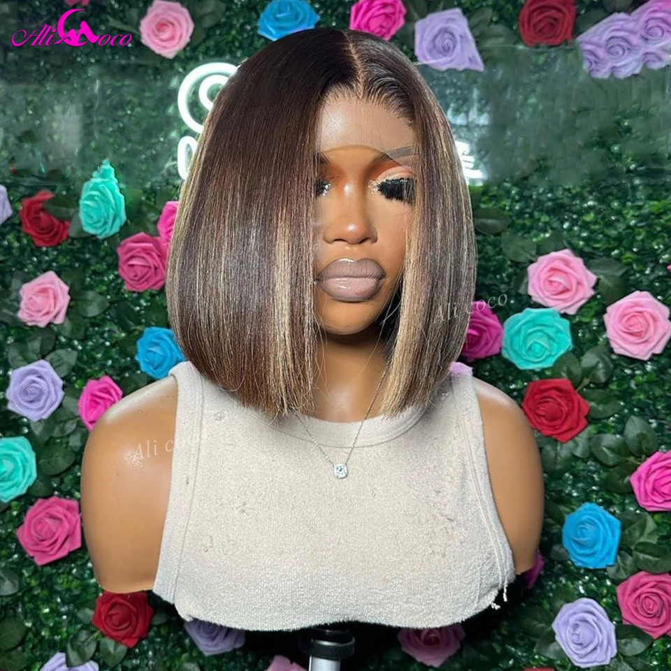 Ed Straight Bob Wigs 13x4 Lace Front Wig For Women Transparent Pre-plucked Lace Wigs With Baby Hair 180 Density
