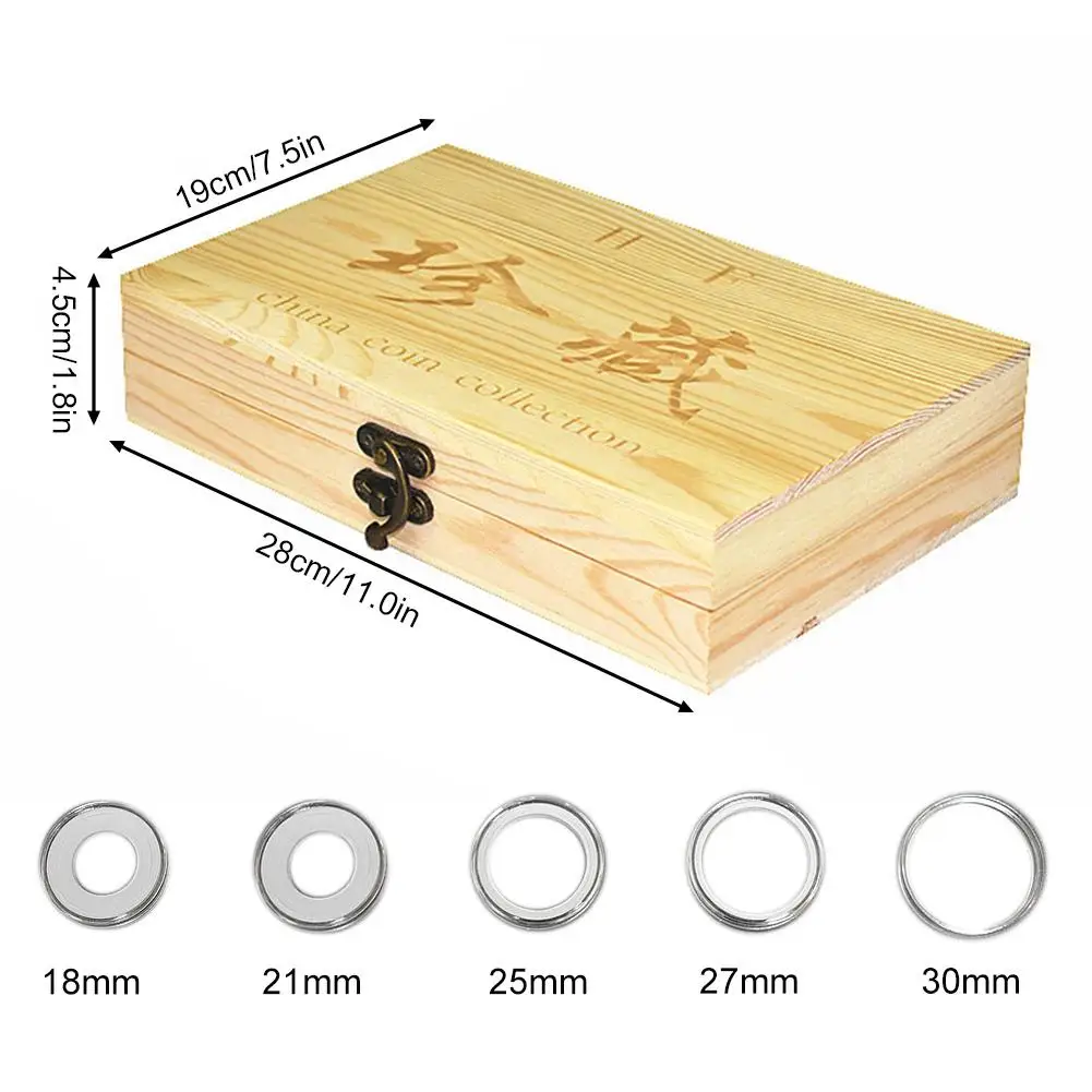 

Coin Protection Box | Storage Box Wooden Coin Holder Case | Commemorative Coin Organizer for Friends Parents Officers Co