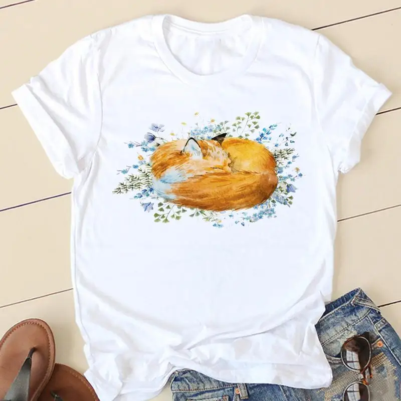 

Футболка женская летняя с коротким рукавом и графическим принтом